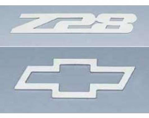 Camaro Emblem Set, Z28 & Outlined Bowtie, Stainless Steel, 1993-2002