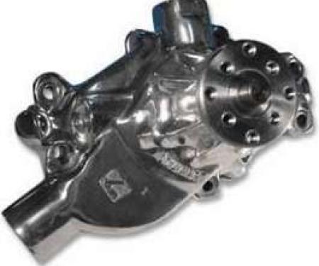 Camaro Water Pump, Short, Small Block, Polished Aluminum, Hi-Flow, Stewart, 1967-1968