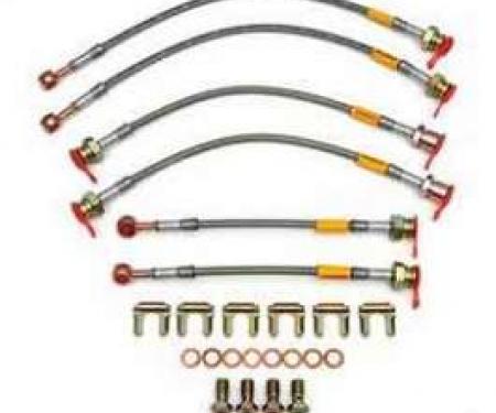 Camaro Braided Disc Brake Hose Kit, Stainless Steel, With Traction Control, Goodridge, 1998-2002