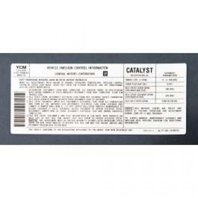 Camaro Emission Decal, Automatic Transmission, 5.0L, 1986