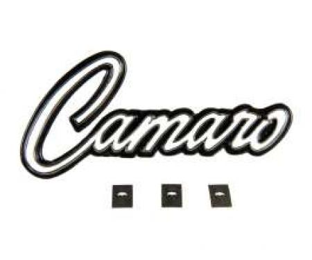 Camaro Dash Trim Plate Emblem, Camaro Script, With Mounting Clips, 1969
