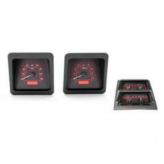 Camaro Analog Dash Gauges, Dakota Digital, Carbon Fiber With Red Display, 1969