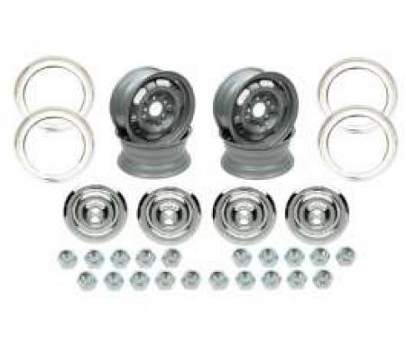 Camaro Rally Wheel Kit, 15 x 6, Complete, For Cars With Disc Brakes, 1967