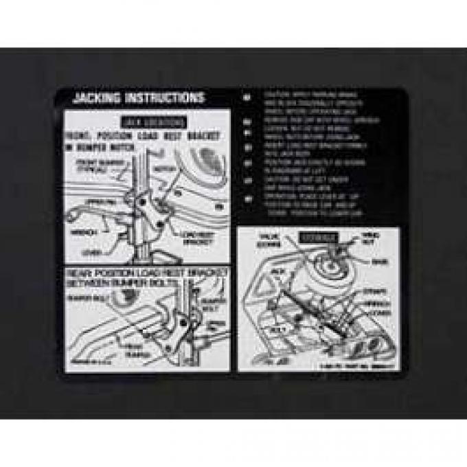 Camaro Jacking Instructions Decal, 1970