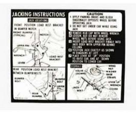 Camaro Jack Instruction Decal, With Full Size Spare, 1971-1972