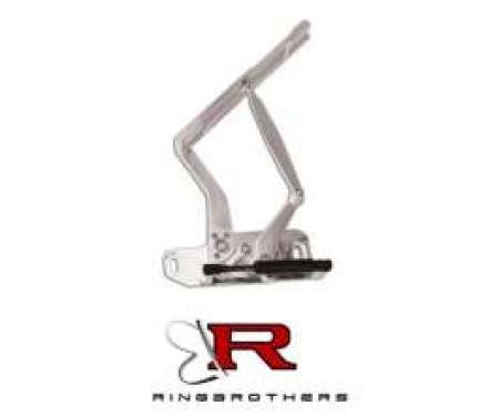 Camaro Hood Hinges, Billet Aluminum, Solid Frame, Natural, With Steel Hood, 1970-1981
