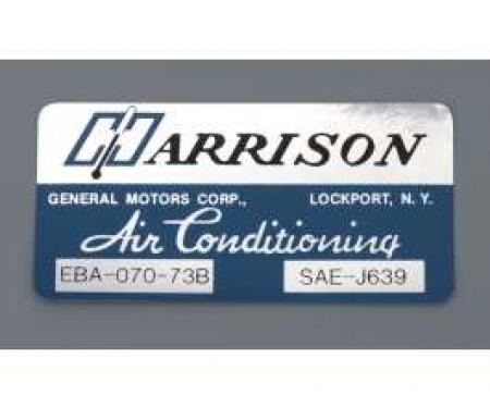 Camaro Air Conditioning Evaporator Box Decal, Harrison, 1973