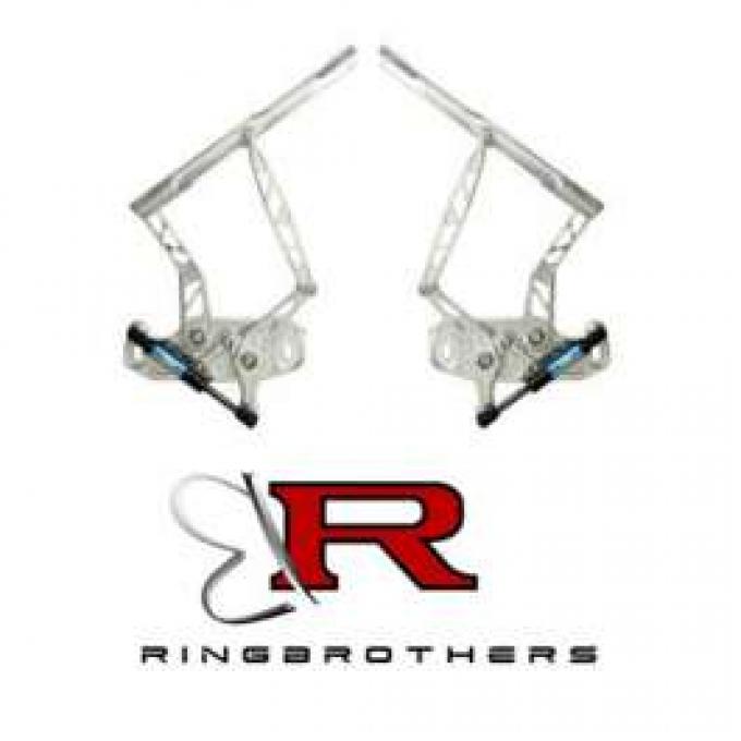 Camaro Billet Hood Hinges, Natural Finish, Air Frame, For Cars With Fiberglass Hood, 1967-1969