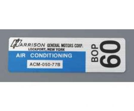 Camaro Air Conditioning Evaporator Box Decal, Harrison, 1977