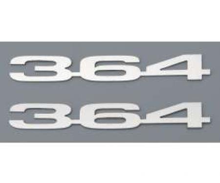 Camaro Cowl Induction Hood Emblems, 364ci, Stainless Steel