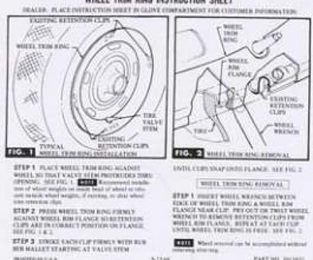Camaro Rally Wheel Trim Ring Instruction Sheet, 1967-1969