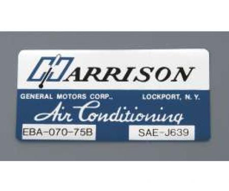 Camaro Air Conditioning Evaporator Box Decal, Harrison, 1975