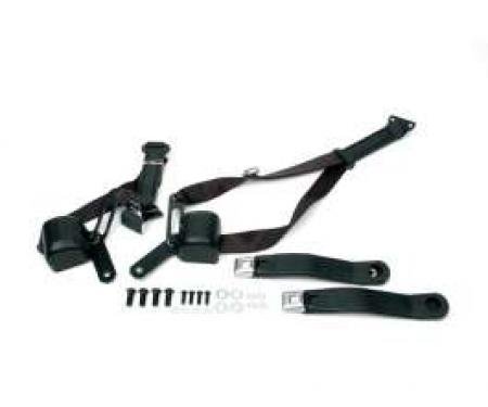 Camaro 3-Point Retractable Shoulder Harness/Seat Belt Kit, Morris Classic Concepts, Black, 1970-1973