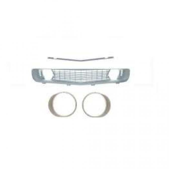 Camaro Grille Kit, With Silver Grille & Silver Headlight Bezels Without Trim, For Cars With Standard Trim (Non-Rally Sport), 1969