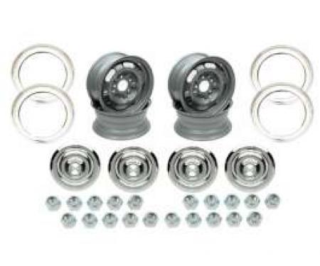 Camaro Rally Wheel Kit, 15 x 6, Complete, For Cars Without Disc Brakes, 1967