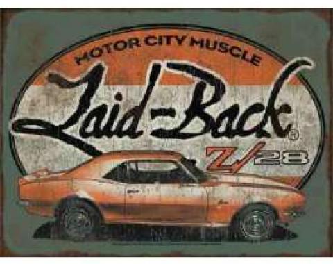 Laid Back Halfway Camaro Z28 Tin Sign 12 X 16