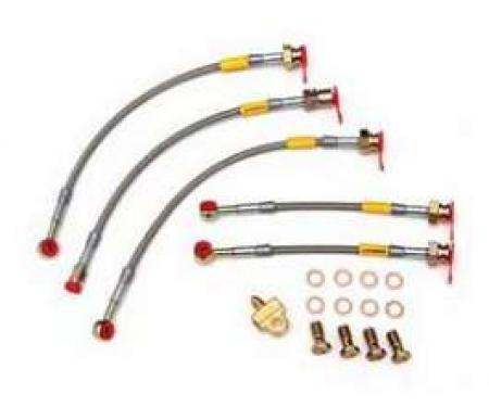 Camaro Braided Disc Brake Hose Kit, Stainless Steel, With Rear Disc & Without Traction Control, Goodridge, 1993-1997