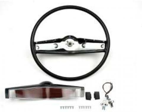 Camaro Steering Wheel Kit, Deluxe, Rosewood Horn Shroud, 1969