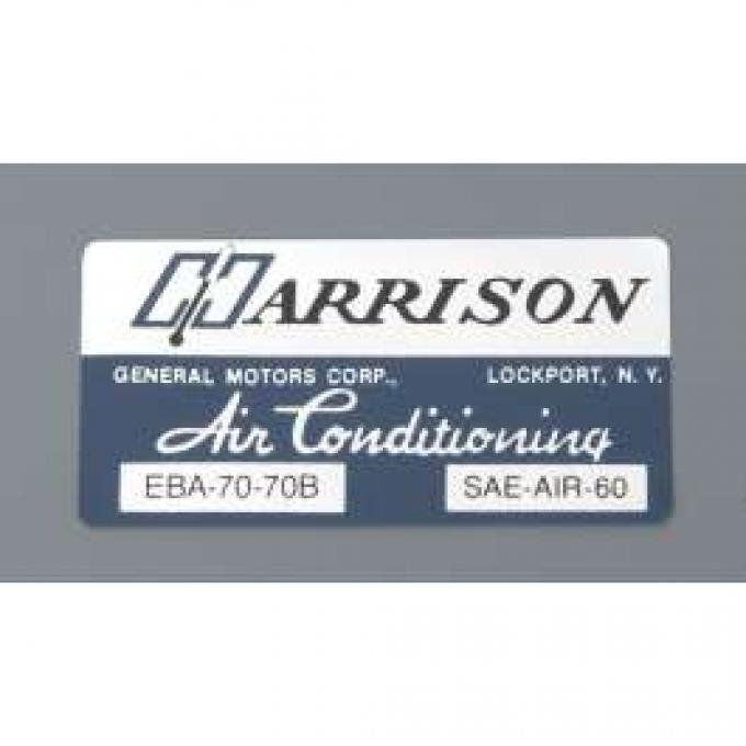 Camaro Air Conditioning Evaporator Box Decal, Harrison, 1973