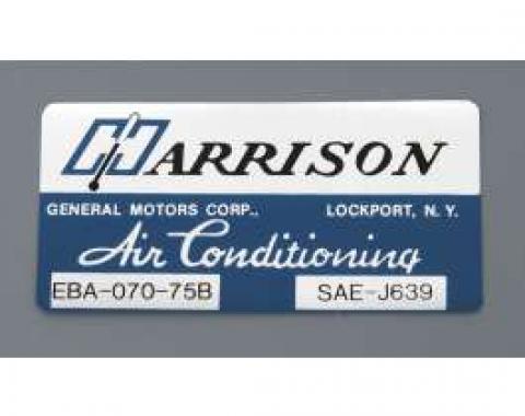 Camaro Air Conditioning Evaporator Box Decal, Harrison, 1975