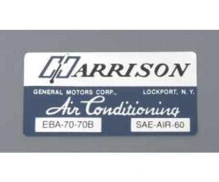 Camaro Air Conditioning Evaporator Box Decal, Harrison, 1973