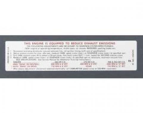 Camaro Emission Decal, Automatic Or Manual Transmission, 350ci/360/370hp, 1970Early