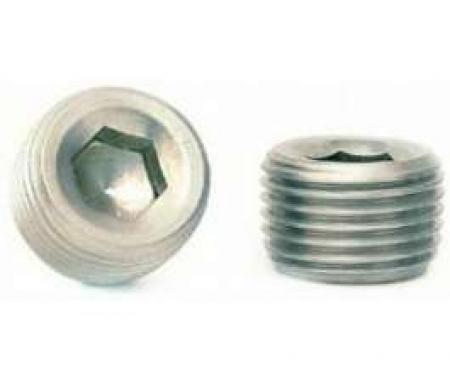 Camaro Intake Manifold Hole Plug, 3/8 Pipe Thread, Recessed Socket Drive, Stainless Steel, 1967-2002