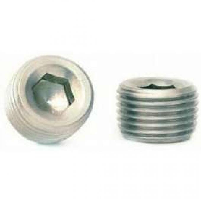 Camaro Intake Manifold Hole Plug, 3/8 Pipe Thread, Recessed Socket Drive, Stainless Steel, 1967-2002