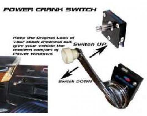 Camaro Power Window Switch, Crank Handle, 2-1/8 Deep Shaft