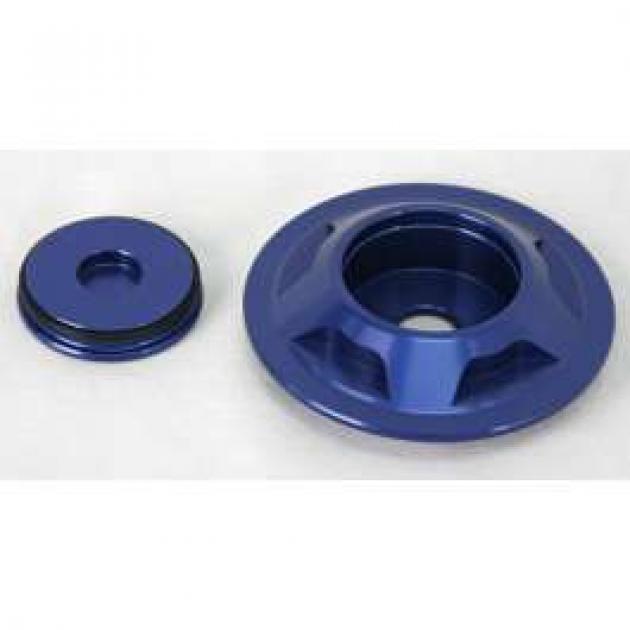 Camaro Shock Tower Caps, Billet Blue Aluminum Finish, 20102011