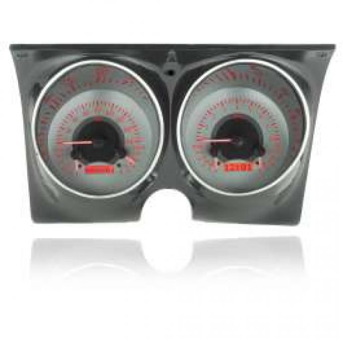 Camaro Analog Dash Gauges, Dakota Digital, Silver With Red Display, 1967-1968