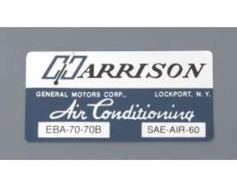 Camaro Air Conditioning Evaporator Box Decal, Harrison, 1973