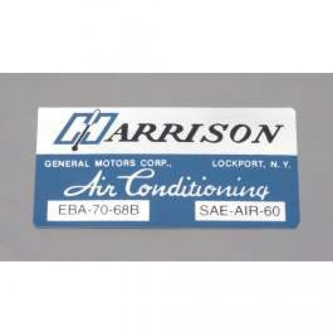 Camaro Air Conditioning Evaporator Box Decal, Harrison, 1968