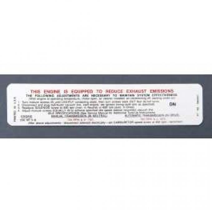 Camaro Emission Decal, Automatic Or Manual Transmission, 250hp, 1970Early