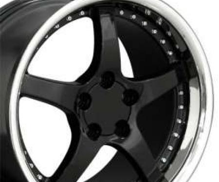 Camaro 18 X 10.5 C5 Style Deep Dish Reproduction Wheel, Black With Rivets, 1993-2002