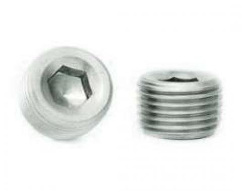 Camaro Intake Manifold Hole Plug, 1/2 Pipe Thread, Recessed Socket Drive, Stainless Steel, 1967-2002