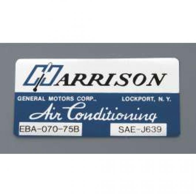 Camaro Air Conditioning Evaporator Box Decal, Harrison, 1975