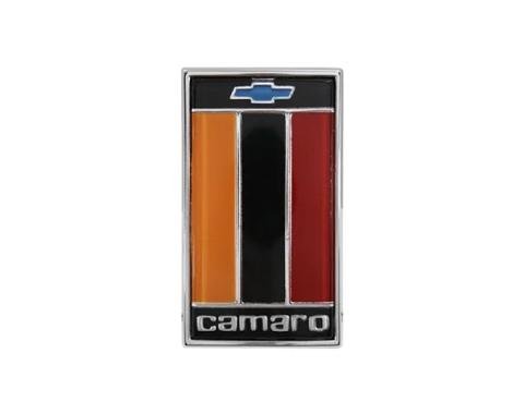 AMD Header Panel Emblem, "Camaro" with Bowtie Logo (Red), 75-77 Camaro T-6844