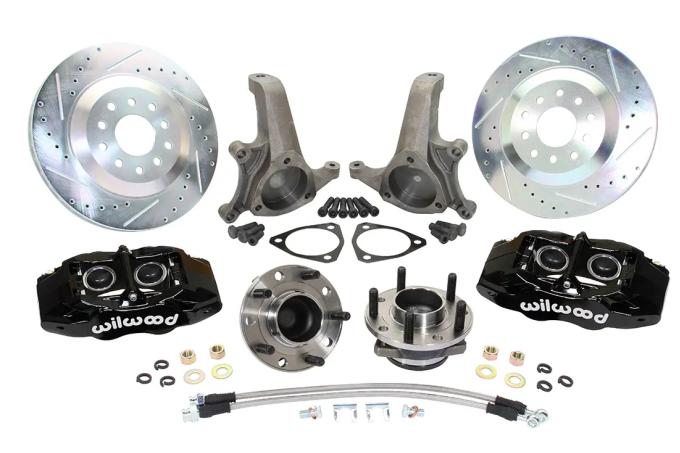 Classic Performance Corvette Style Front Disc Brake Kit with C7 Hubs W/ Stock Height Spindles 7081SWBK-SC7-WWB