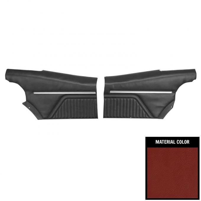 PUI Interiors 1969 Pontiac Firebird Hardtop Standard Pre-Assembled Red Rear Door Panels PD604C