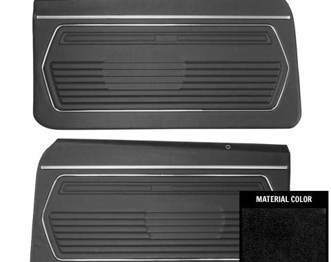 PUI Interiors 1969 Chevrolet Camaro Pre-Assembled Platinum Standard Black Front Door Panels 69FD10-P