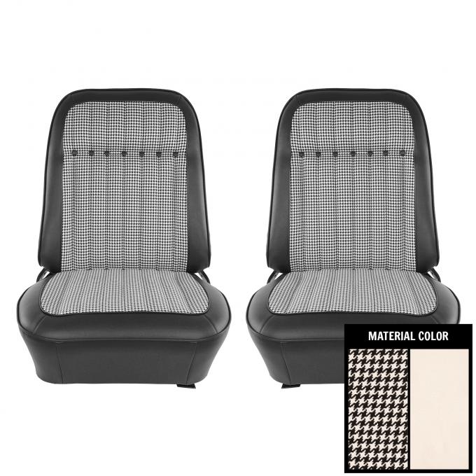 PUI Interiors 1969 Chevrolet Camaro White Houndstooth Pre-Assembled Front Bucket Seats 69HT37U-P