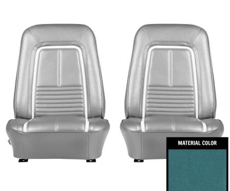 PUI Interiors 1967 Chevrolet Camaro Deluxe Bright Blue & White Front Bucket Seat Covers 67DS14U