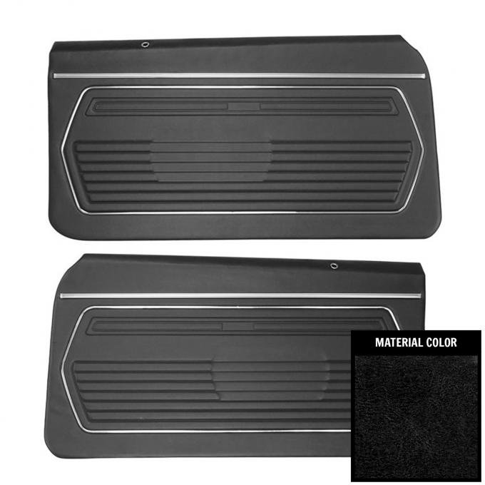 PUI Interiors 1969 Chevrolet Camaro Pre-Assembled Platinum Standard Black Front Door Panels 69FD10-P