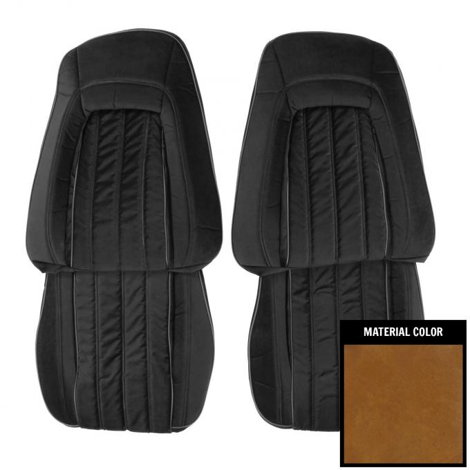 PUI Interiors 1977 Pontiac Firebird Deluxe Camel Cloth Front Bucket Seat Covers 77HSC48U