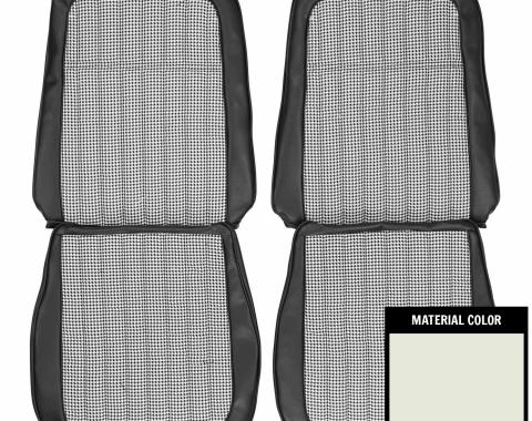 PUI Interiors 1969 Chevrolet Camaro Deluxe Houndstooth White Front Bucket Seat Covers 69HT37U
