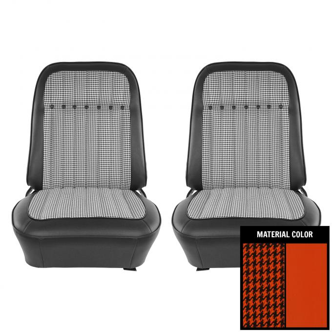 PUI Interiors 1969 GM F-Body Pre-Assembled Orange/Black Houndstooth Front Bucket Seats 69HT26U-P