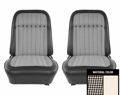 PUI Interiors 1969 Chevrolet Camaro White Houndstooth Pre-Assembled Front Bucket Seats 69HT37U-P