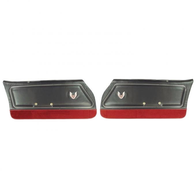 PUI Interiors 1980-1981 Pontiac Firebird Recaro Pre-Assmebled Black & Red Front Door Panels 80HDR70-P