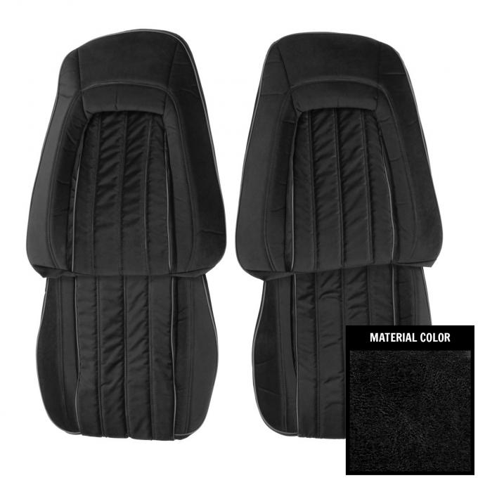 PUI Interiors 1977 Pontiac Firebird Deluxe Black Cloth Front Bucket Seat Covers 77HSC70U
